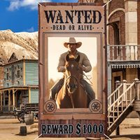 Cadre photo surdimensionné de style western cowboy, en vinyle, impression numérique, design personnalisé pour les fêtes à thème, les anniversaires