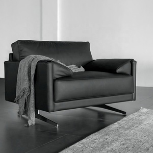 Sillón de Recepción de Oficina Moderno, Lujoso y Cómodo, en Cuero Negro, Modelo MY-OS21103 - Product Image 1