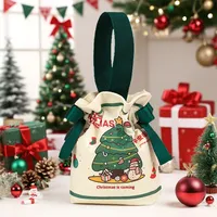 Sac cadeau créatif en toile de Noël pour emballage de pomme de poche de bonbons pour décorations de Noël décoratives de réveillon de Noël