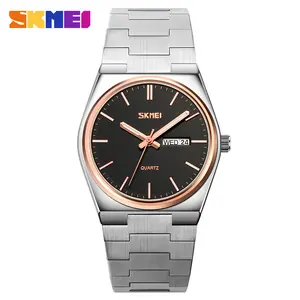 Skmei 9288 Sang Trọng Thạch Anh Đồng Hồ Thép Không Gỉ Trở Lại Mens Đồng Hồ Analog Thạch Anh Vàng Đồng Hồ OEM/ODM