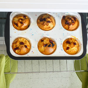 Moule à gâteau manuel imprimé personnalisé avec revêtement pour cupcake Plateau <span class=keywords><strong>de</strong></span> cuisson pour tarte Moule à muffins en silicone avec cadre en métal - Product Image 5