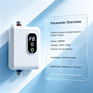 Mini Calentador de Agua Eléctrico Instantáneo sin Tanque, 4000W, Acero Inoxidable, Ahorro de Energía, Pantalla LED de Temperatura Táctil, para Hotel y Hogar - Product Image 5