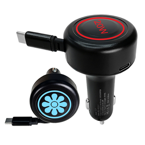Chargeur de voiture 20 W avec câble USB rétractable 2 en 1, chargeur de voiture à charge rapide, chargeur électrique pour voiture - Product Image 1