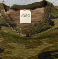 T-shirt Homme Col Brûlé Effet Vieilli Personnalisé Coupe Oversize Bords Bruts Camouflage Vintage Délavé Coupe Boxy Manches Courtes Streetwear Grunge Y2K OEM