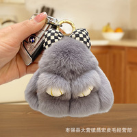 Porte-clés en peluche de lapin Rex de 10 cm, mignon, avec nœud et ruban, pour femmes, accessoires de sac et jouets