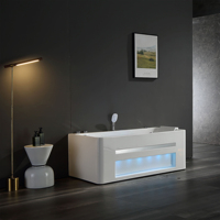 Baignoire balnéo rectangulaire autoportante pour 2 personnes, chauffée électriquement, avec jets puissants, désodorisant à l'ozone et drain intégré