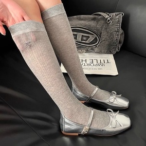 Ballet Style Striped Slouch <b>Socks</b> Women Off White Breathable Long <b>Sock</b> Youth 18-40 Years Old - Product Image 2