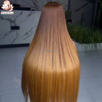 Perruque Frontale HD Ombrée Brun Miel Blond Sans Colle, Cheveux Humains Vierges Vietnamiens SDD Super Raides Naturels