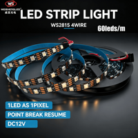 Bande LED numérique WS2815 DC12V 60 LED/m 10mm 5050 RGB PCB noir SPI Pixel Dream Color Magic Led Strip Light 14.4W 60 pixels