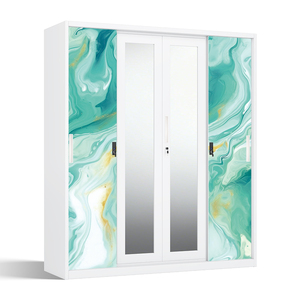 Armoire en acier imprimé avec 4 portes coulissantes et miroir 1600 mm, très vendue en Indonésie, aux Philippines et en Inde - Product Image 1