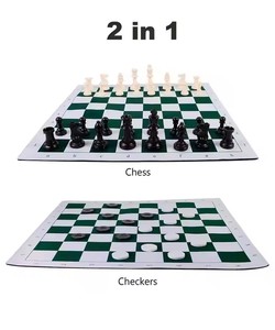 Set di Scacchi Personalizzato in Pelle PU Arrotolabile da 50 cm <span class=keywords><strong>con</strong></span> <span class=keywords><strong>Dama</strong></span>, Scacchiera per Tornei - Product Image 3