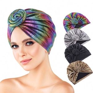 Turbante Anudado de Diseño para Mujer, Pañuelo Elástico de Poliéster, Diadema Multifuncional Colorida para Exteriores, Venta al por Mayor - Product Image 1