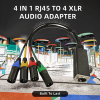 Adaptateur audio professionnel 4-en-1 RJ45 femelle vers 4 XLR femelle, câble d'extension de données réseau DMX, neuf, en PVC