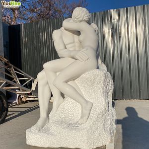 Personalizzato a grandezza naturale giardino in marmo pietra amore coppia baciare statua per la vendita - Product Image 2