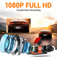 Cámara para Auto Podofo de 3.16 Pulgadas, 1080P, 4 Lentes, Grabación en Bucle, Gran Angular, Protección Completa de 360°, Visión Nocturna