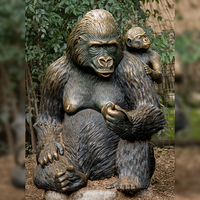Grand Animal Décoration Utilisation Extérieure Oeuvre Forte Bronze Gorille Statue De Jardin