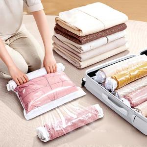 ถุงสูญญากาศแบบม้วนเก็บเสื้อผ้าสำหรับเดินทาง ไม่ต้องใช้ปั๊ม  วัสดุ PA PE ประหยัดพื้นที่ ป้องกันความชื้นและฝุ่น - Product Image 1