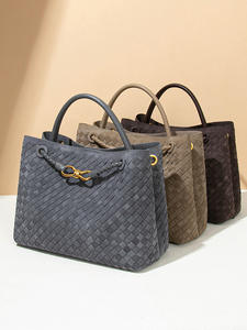 厂家批发女式麂皮手工编织手袋，女式编织肩包带金属编织绳带 - Product Image 6