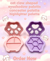 Niedliche Katzenpfoten-Concealer-Palette Lidschatten-Palette Unterteilbare Palette Transparenter Deckel Kosmetikverpackung Leere Palette