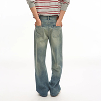 Jean Homme Straight Tapered Taille Moyenne Vintage Délavé Gradient Fabricant Vente en Gros