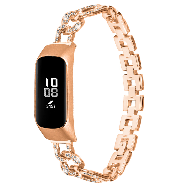 HMJ 2023 High Quality Luxury Gold Smart Watch Chain Band for samsung galaxy Fit-se Watch