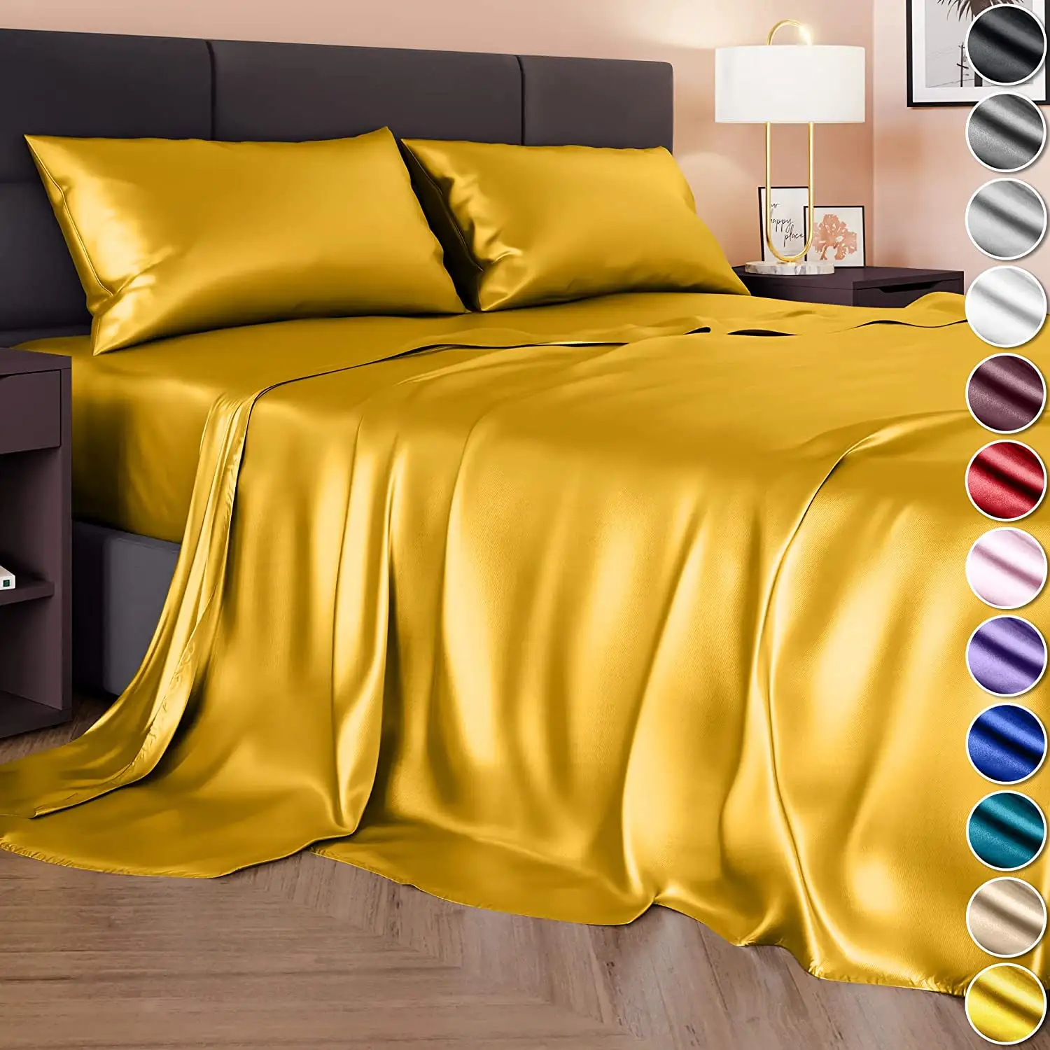 Silk Satin Bedding Pure Luxury Advanced Silk Duvet Cover Set, Silk Bed Sheets