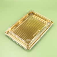 Boîte à sushi rectangulaire jetable en plastique Golden Base avec couvercle transparent anti-buée pour plats à emporter