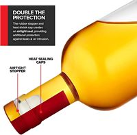 Bouteille de liqueur ronde en verre de qualité alimentaire, bouteille à spiritueux en verre transparent avec bouchon à vis rouge pour whisky, brandy, gin, vodka, sirop