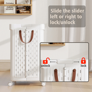 Multifunctional Household Plastic Laundry Basket PP Material Wheels for Bathroom Dirty Clothes Storage Classification BT-398 - Product Image 5