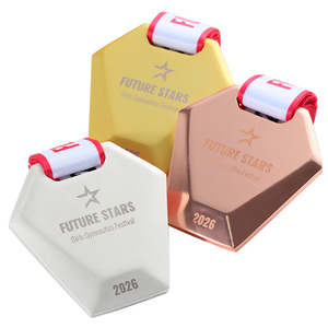 Medallas de Gimnasia para Niñas <span class=keywords><strong>Future</strong></span> Stars, Medalla de Aleación de Zinc Fundido a Presión de Primera Calidad, Forma Hexagonal, Medallas Personalizadas, Premios de Gimnasia - Product Image 1