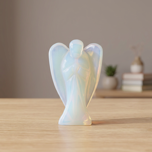 Figurine d'ange en fluorite bleue faite à la main, sculpture en pierre semi-précieuse, décoration artisanale pour la maison - Product Image 6