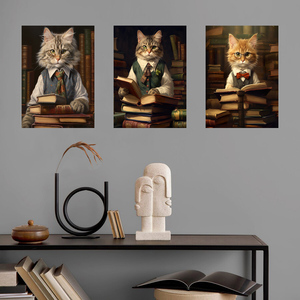 2025, venta al por mayor, arte de pared de salón, estampado de estaño a la moda, bibliotecario, gatos, trabajo, póster de Metal, placa elegante con sistema de imán colgante - Product Image 6