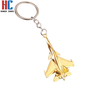 Porte-clés pendentif en alliage métallique plaqué or 3D moderne, modèle d'avion de chasse aérospatial, personnalisé en usine depuis 23 ans - Product Image 5