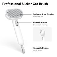 Brosse lissante autonettoyante pour animaux de compagnie à un clic, peigne à aiguilles en acier inoxydable pour le toilettage des chats et des chiens, brosse lissante autonettoyante