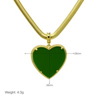 Collier Pendentif Cœur en Cuivre Plaqué Or Noir Vert Blanc Rouge pour Femme, Vente en Gros, Personnalité Féminine