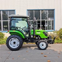 Tracteur agricole diesel vert 70 CV 4x4 avec cabine vitrée, phares LED, usage agricole intensif