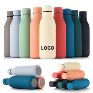 Fabrika toptan paslanmaz çelik seyahat termal yalıtımlı 550ml kauçuk boya yaratıcı spor özel Logo Flask su şişesi