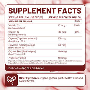 OEM/ODM Private Label Extrato De Raiz De Beterraba Orgânica Líquido Natural Beterraba Gotas De Açafrão Vitamina K2 + D3 Vitalidade Enhancement - Product Image 4