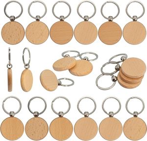 พวงกุญแจ DIY แบบขายส่ง ไม้เปล่าสำหรับสลัก พวงกุญแจไม้ ห่วงกุญแจ ป้ายกุญแจ ของขวัญส่วนตัว EDC หรือของขวัญที่ดีที่สุดสำหรับงานฝีมือ - Product Image 1