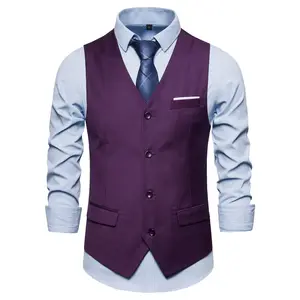 Động lực thời trang cổ điển người đàn ông chính thức giản dị TUXEDO Áo ghi lê màu xanh đen phù hợp với vest rắn mỏng Áo ghi lê