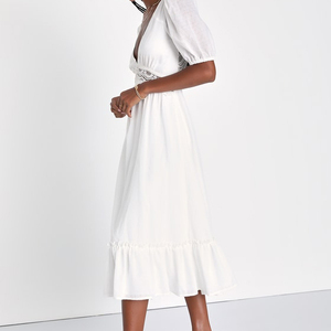 Vestido camisero con patrón de cuadros de tela para mujer estilo occidental, con cuello y mangas con volantes vestidos/ - Product Image 4