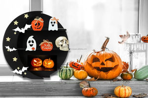 Newly Launched X Large Gothic Black Wooden Moon <b>Shelf</b> Handmade Crystal <b>Wall</b> Decor for Witchy Halloween for Home Decor - Product Image 3