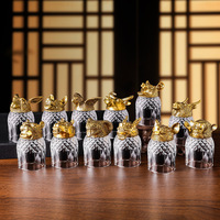 Ensemble de Verres à Vin en Cristal de Haute Qualité, Thème Animaux du Zodiaque, Verres à Liqueur, Carafe, Verres à Shot et Coffret Cadeau