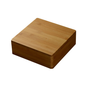 factory direct custom logo bamboo wood tea bag box, square stash storage box, 4 Compartments bamboo Tea Organizer candy box