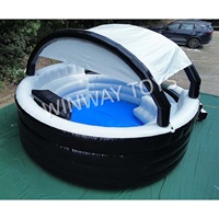 Bar flottant gonflable avec comptoir, bar flottant personnalisé avec auvent et sièges-canapés, équipement de jeu aquatique pour location de fête