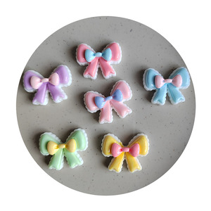 Adornos de resina Kawaii con lazo plano, dijes de lazo en colores caramelo, adornos de resina planos para pinzas de pelo - Product Image 6