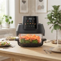 Friteuse à air portable 1600W, carrée, moderne, double panier en verre, capacité 1,8-4,5L, contrôle numérique, design compact