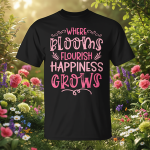 Camiseta con diseño de plantas de jardinería, donde florecen las alegrías y el bienestar - Product Image 3