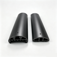 Profilé d'extrusion en aluminium sectionné, dissipateur thermique creux en aluminium, profilé d'extrusion anodisé noir, boîtier en aluminium semi-circulaire