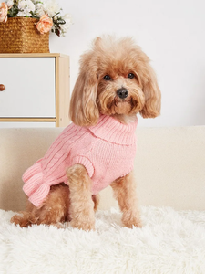 Robe pull tricotée pour chien, col roulé classique, motif torsadé, pour temps froid, mignonne, pour <span class=keywords><strong>chiot</strong></span> - Product Image 6